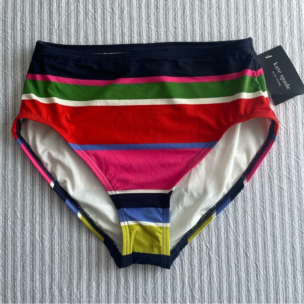 Kate Spade New York Multi-Stripe High Waist Bikini Bottom Size XS NWT NEW Summer
